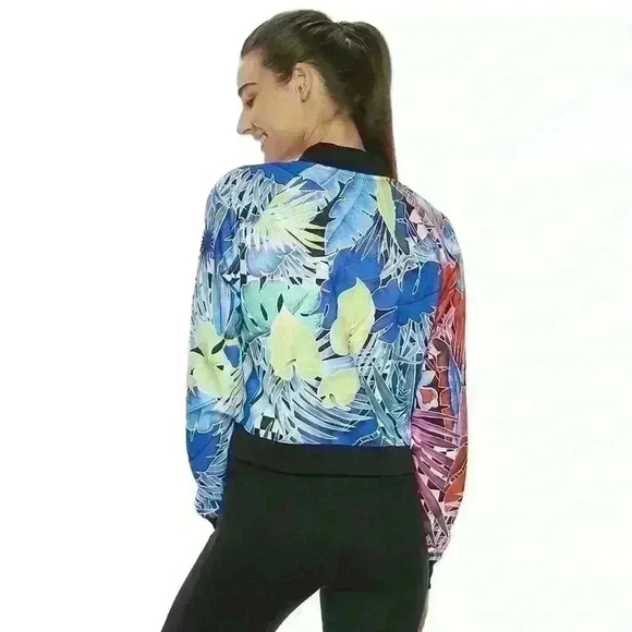Nike Jacket Sz M Tropical Print Multicolored femme - Picture 2 of 6